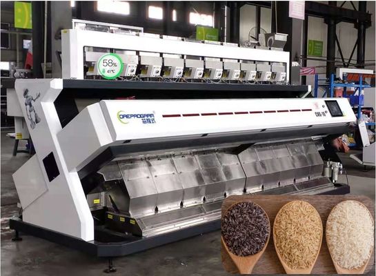 kwaliteit  10 Chutes Rice Color Sorter Large Capacity Black White Red Brown Waterfall Structure 2520Kg fabriek