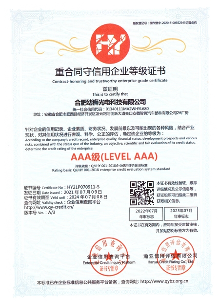 China Hefei Youshi  Optic-electronic Technology Co,. Ltd certificaten